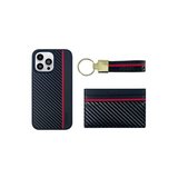 Santa Barbara Polo Racquet Club iPhone 14 Pro Max Kılıf+Anahtarlık+Kartvizit/Cüzdan PU Deri Karbon Dizayn Hazel Set