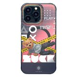 ZuckBear iPhone 15 Pro Kılıf Hologramlı Mekanik Tuşlu M-Safe Şarja Uygun New York Never Sleeps Kapak