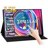 Zeuslap P16KT 16'' 2560x1600 144Hz 2K ADS-IPS Panel Type-C 100% sRGB 500Cd/m² Dokunmatik, Taşınabilir Monitör (ZL-P16KT)
