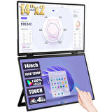 ZEUSLAP Z14W 2x14" Çift Ekran 1920*1200@60Hz Full HD ADS-IPS Panel Type-C 120% sRGB 400Cd/m² Dokunmatik, Taşınabilir Monitör (ZL-Z14W)