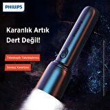 Philips SFL1403 400 Lümen 5W Led El Feneri Teleskopik Zoom Sos Modlu Şarj Edilebilir Uzun Menzilli Flashlight