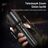 Philips SFL1403 400 Lümen 5W Led El Feneri Teleskopik Zoom Sos Modlu Şarj Edilebilir Uzun Menzilli Flashlight