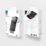 Rock P79 Pro PD 20W 10000 mAh. Dijital Ekran Göstergeli Dahili Kablolu Powerbank - Siyah