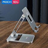 Rock Taşınabilir Katlanabilir 360 Dönebilen Metal Telefon ve Tablet Standı - Uzay Grisi