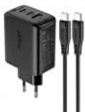 ACEFAST Duvar Şarj Cihazı USB-C 65W + USB-C 20W + USB-A 18W Çıkış Type-C PD65W (2xUSB-C+1xUSB-A) EU Siyah Renk A13