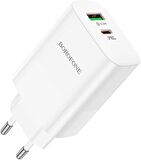 Borofone Şarj Kafa 65W USB-C PD ve 22.5W USB-A iPhone 15 Serisi Uyumlu Şarj Başlık Seyahat ve Duvar Şarj Cihazı Type-C Girişli Tüm Cihazlara Uyumludur BN10