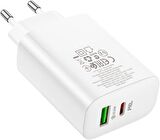 Borofone Şarj Kafa 65W USB-C PD ve 22.5W USB-A iPhone 15 Serisi Uyumlu Şarj Başlık Seyahat ve Duvar Şarj Cihazı Type-C Girişli Tüm Cihazlara Uyumludur BN10