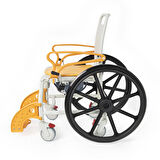 Comfort Plus Banyo ve Tuvalet Sandalyesi Turuncu | 6 Tekerlekli Çift Kullanım, Paslanmaz Plastik Gövde, Lazımlıklı DM-8088B