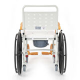 Comfort Plus Banyo ve Tuvalet Sandalyesi Turuncu | 6 Tekerlekli Soft Oturum, Bas-Çıkar Sistemli Çıkarılabilir Tekerlek, Paslanmaz Plastik Gövde DM-8088D