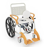 Comfort Plus Banyo ve Tuvalet Sandalyesi Turuncu | 6 Tekerlekli Soft Oturum, Bas-Çıkar Sistemli Çıkarılabilir Tekerlek, Paslanmaz Plastik Gövde DM-8088D