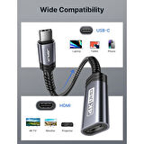 Jsaux CV0049 USB C To HDMI Adaptörü, 4K USB Type-C - HDMI Adaptörü [thunderbolt 3 Uyumlu] iPhone 16 ve 15 Serisi Uyumlu MacBook Pro/air , Samsung Galaxy S21 S20 Ultra S10 S9 S8, Dell Xps 15 Uyumlu
