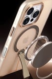 Fuchsia iPhone 16 Pro ile Uyumlu HBC-354 Kunlun Standlı Kablosuz Şarj Özellikli Kapak - Şeffaf