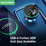 Rocoren 70W 4 Portlu 2*Type-C 2*USB-A LED Işıklı Araç içi Hızlı Şarj Cihazı