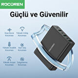 Rocoren 60W 3*Type-C ve 3*USB-A 6 Portlu Şarj Cihazı Masaüstü Şaej istasyonu