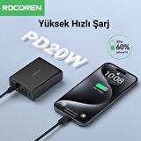 Rocoren 60W 3*Type-C ve 3*USB-A 6 Portlu Şarj Cihazı Masaüstü Şaej istasyonu