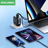 Rocoren 60W Type-C to Type-C RGB Aydınlatmalı Örgülü Şarj ve Data Kablosu 2 Metre