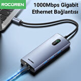 Rocoren 6 Portlu 4K 30Hz Gigabit Ethernet 3*USB3.0 PD 100W Destekli Hub Çoklayıcı