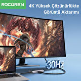 Rocoren 8 Portlu 4K 30Hz Gigabit Ethernet SD TF Kart Okuyuculu 3*USB3.0 PD 100W Destekli Hub Çoklayıcı