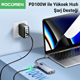Rocoren 11 Portlu 4K 30Hz HDMI Gigabit Ethernet SD TF Kart Okuyuculu 3.5mm Jack USB Hub Çoklayıcı