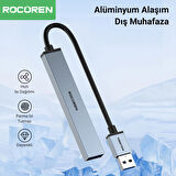 Rocoren USB-A 3.0 5Gbps 4 Portlu USB Çoklayıcı Hub