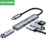 Rocoren Type-C 5Gbps 4 Portlu USB-A 3.0 Çoklayıcı Dönüştürücü Hub