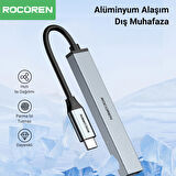 Rocoren Type-C 5Gbps 4 Portlu USB-A 3.0 Çoklayıcı Dönüştürücü Hub