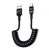 Rocoren 100W 7A Spiral RGB LED Işıklı Spiral Type-C Hızlı Şarj ve Data Kablosu 1.6 Metre