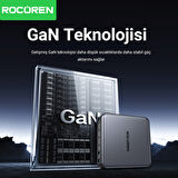 Rocoren 200W Gan 6 Portlu Şarj Cihazı 4*Type-C 2*USB-A Macbook iPhone Samsung Uyumlu Şarj İstasyonu