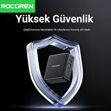 Rocoren 160W 3*Type-C ve 3*USB-A 6 Portlu Şarj Cihazı Laptop Uyumlu GaN Masaüstü Şarj İstasyonu