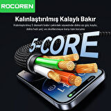 Rocoren 27W Type-C to Lightning RGB Aydınlatmalı Örgülü Şarj ve Data Kablosu 1 Metre