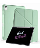 iPad A16 11. Nesil A16 2025 Uyumlu Tri Folding Tablet Kılıfı + Avuç İçi Algılamayan Tablet Kalemi