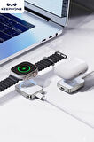 Keephone IC-017 Type-C Çıkışlı Kablosuz Watch Şarj Aleti - Gümüş