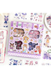 Purple Temalı 100 Yaprak 4 Bölmeli Sticker Seti • Bullet Journal (GGK-DG037)