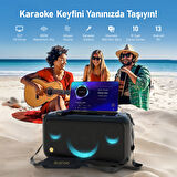 Ikarao Partybox Break X1 460W Karaoke Bluetooth Hoparlör Seti, 13.3" Dahili Tablet, 2 Kablosuz Gizlenebilir Otomatik Şarjlı Mikrofon, RGB Işıklı Taşınabilir Ses Bombası Siyah