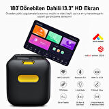 Ikarao Partybox Break X1 460W Karaoke Bluetooth Hoparlör Seti, 13.3" Dahili Tablet, 2 Kablosuz Gizlenebilir Otomatik Şarjlı Mikrofon, RGB Işıklı Taşınabilir Ses Bombası Siyah