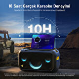 Ikarao Partybox Break X1 460W Karaoke Bluetooth Hoparlör Seti, 13.3" Dahili Tablet, 2 Kablosuz Gizlenebilir Otomatik Şarjlı Mikrofon, RGB Işıklı Taşınabilir Ses Bombası Siyah