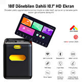 Ikarao Partybox Break X2 300W Karaoke Bluetooth Hoparlör Seti, 10.1" Dahili Tablet, 2 Kablosuz Gizlenebilir Otomatik Şarjlı Mikrofon, RGB Işıklı Taşınabilir Ses Bombası Siyah