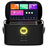 Ikarao Partybox Shell S2 140W Karaoke Bluetooth Hoparlör Seti, 8" Dahili Tablet, 2 Kablosuz Mikrofon, RGB Işıklı Taşınabilir Ses Bombası, Siyah