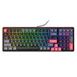 Machenike K600-B100 Lite Kablolu Brown Switch RGB Siyah İngilizce Gaming Klavye