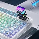 Machenike KT84-B84W Tri-Mode Gateron White Switch LCD RGB Beyaz İngilizce Gaming Klavye