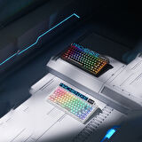 Machenike KT84-B84W Tri-Mode Gateron White Switch LCD RGB Siyah İngilizce Gaming Klavye