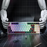 Machenike K500 Pro-B94 Kablolu Silver Switch RGB Mavi İngilizce Gaming Klavye