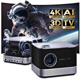 Aurzen Boom 3 4K Android Projeksiyon Cihazı + Auto Focus + Auto Keystone + 6G WiFi + 5.2 Bluetooth + 250 İnç Yansıtma + 36W HiFi Dolby Ses Sistemi