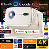 Vankyo Aurzen Boom Mini Android Google TV 4K Destekli Projeksiyon Cihazı +HDR10+ToF Auto Focus+ToF Auto Keystone+6G WiFi+6.1BT+20W Dolby Ses Sistemi+Ayarlanabilir Açılı Beyaz - PS5/PS4/XBOX/NINTENDO