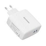 Ricomm 100W GaN 2 Portlu USB-C Şarj Aleti QC5.0 PD Type-C Hızlı Şarj Cihazı + 100W Şarj Kablosu