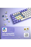 Ajazz Ak680 65% Kablolu Hotswap Mekanik Oyun Klavyesi, 68 Tuşlu Anti-ghosting Mor Beyaz, Blue Switch
