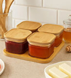 Miraç Bambu Vakumlu Kapaklı 4 lü Kahvaltılık ve Çerezlik MRC-135