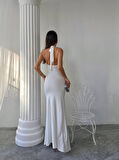 Maxi halter elbise