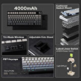 Aula F75 Max Mekanik RGB TKL Reaper Switch Kablosuz Makrolu Hot Swap Klavye Gri