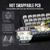 Aula F75 Max Mekanik RGB TKL Reaper Switch Kablosuz Makrolu Hot Swap Klavye Gri